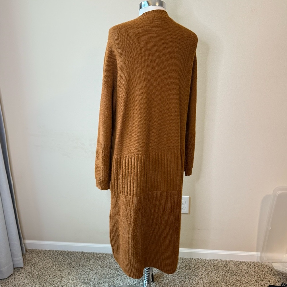 SANCTUARY Rust Long Cardigan Size Large Open Pockets - Picture 6 of 10